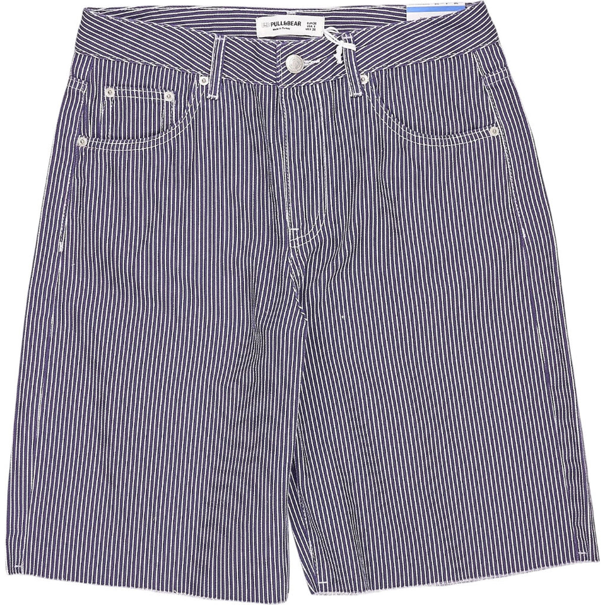 Pull & Bear Navy Stripe Boyfriend Shorts