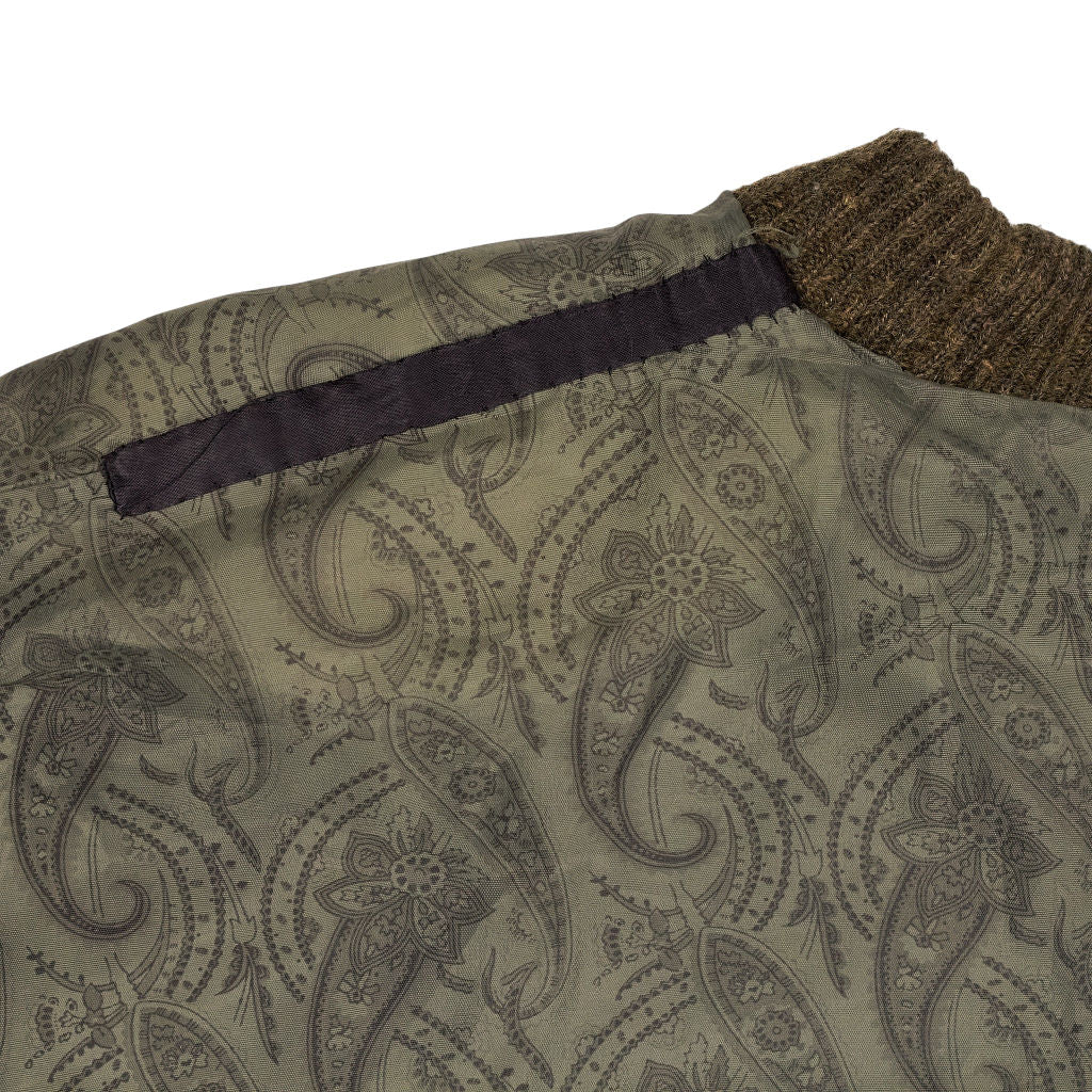 Vintage Cortefiel Brown Wool Cardigan with Suede Panel