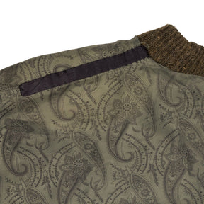 Vintage Cortefiel Brown Wool Cardigan with Suede Panel