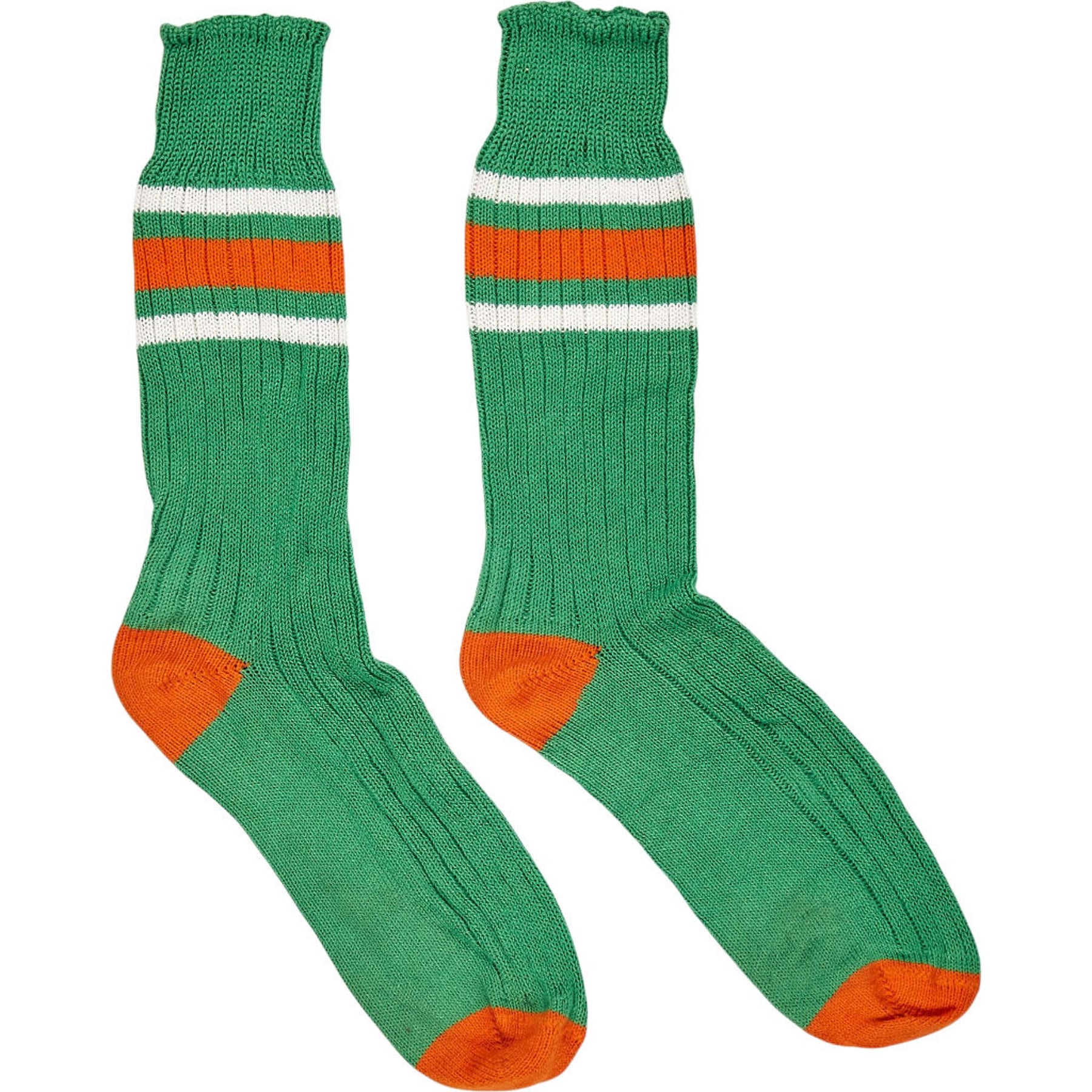 Drakes Green Orange Striped Socks