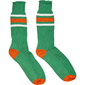 Drakes Green Orange Striped Socks