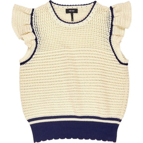 Me+Em Cream Ruffle Knit Top