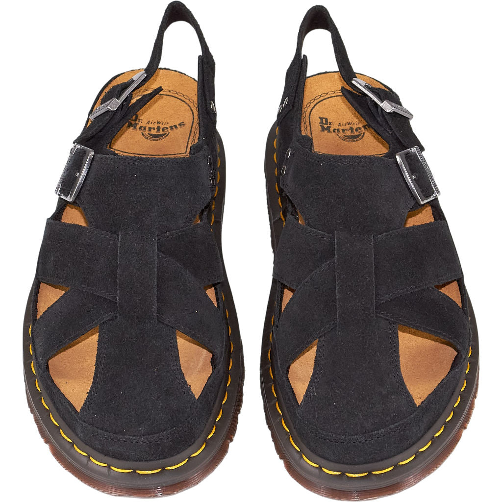 Dr. Martens Black Plush Suede Sandals