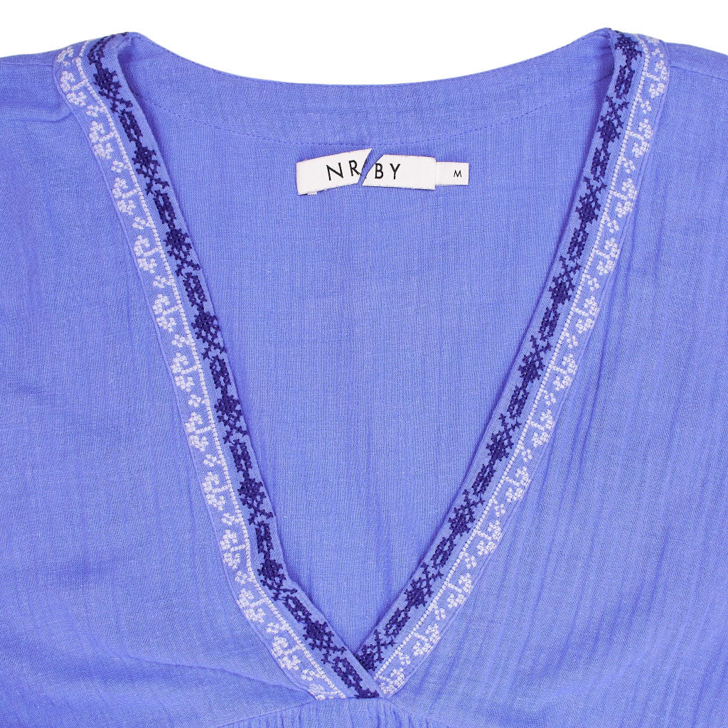 NRBY Blue Crinkle Midi Dress