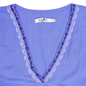 NRBY Blue Crinkle Midi Dress