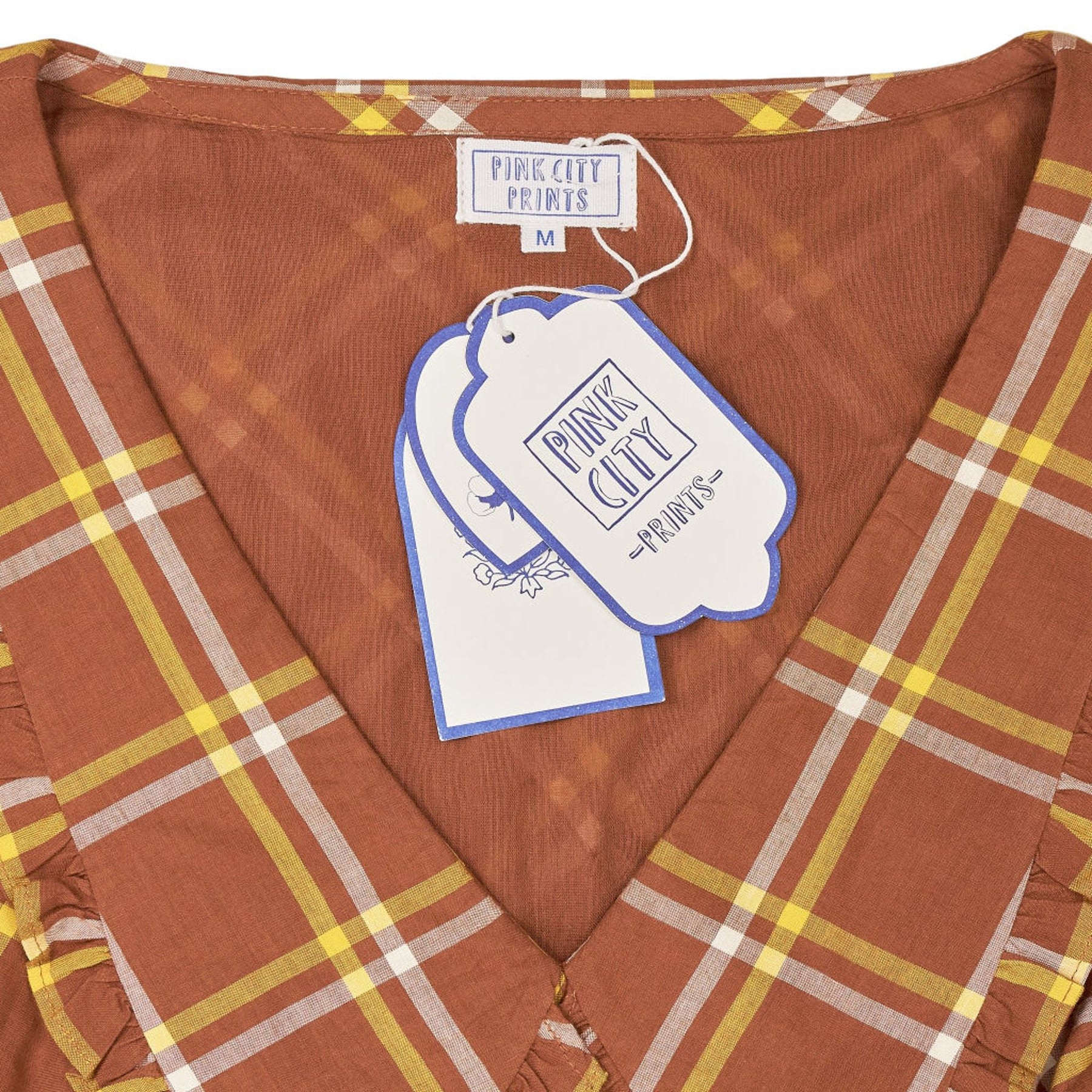 Pink City Prints Brown Plaid Esme Dress