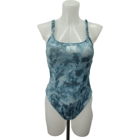 Calvin Klein Blue Cloudy Marble One-Piece Swimsuit