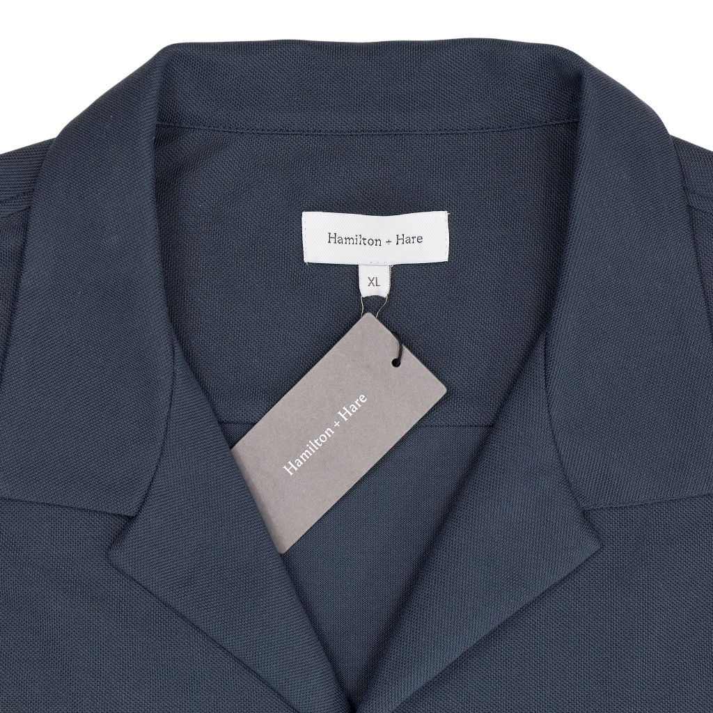 Hamilton + Hare Navy Open Collar Shirt