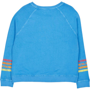 Hush Pool Blue Contrast Sleeve Stripe Sweatshirt
