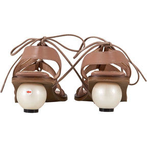Mother of Pearl Tan Leather Sandals