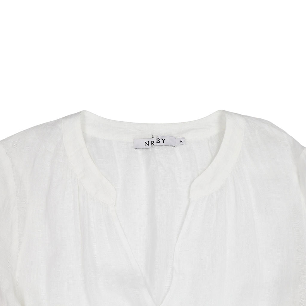 NRBY White Linen Midi Dress