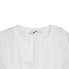 NRBY White Linen Midi Dress