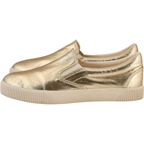 Hush Gold Metallic Canvas Gili Slip On Trainers