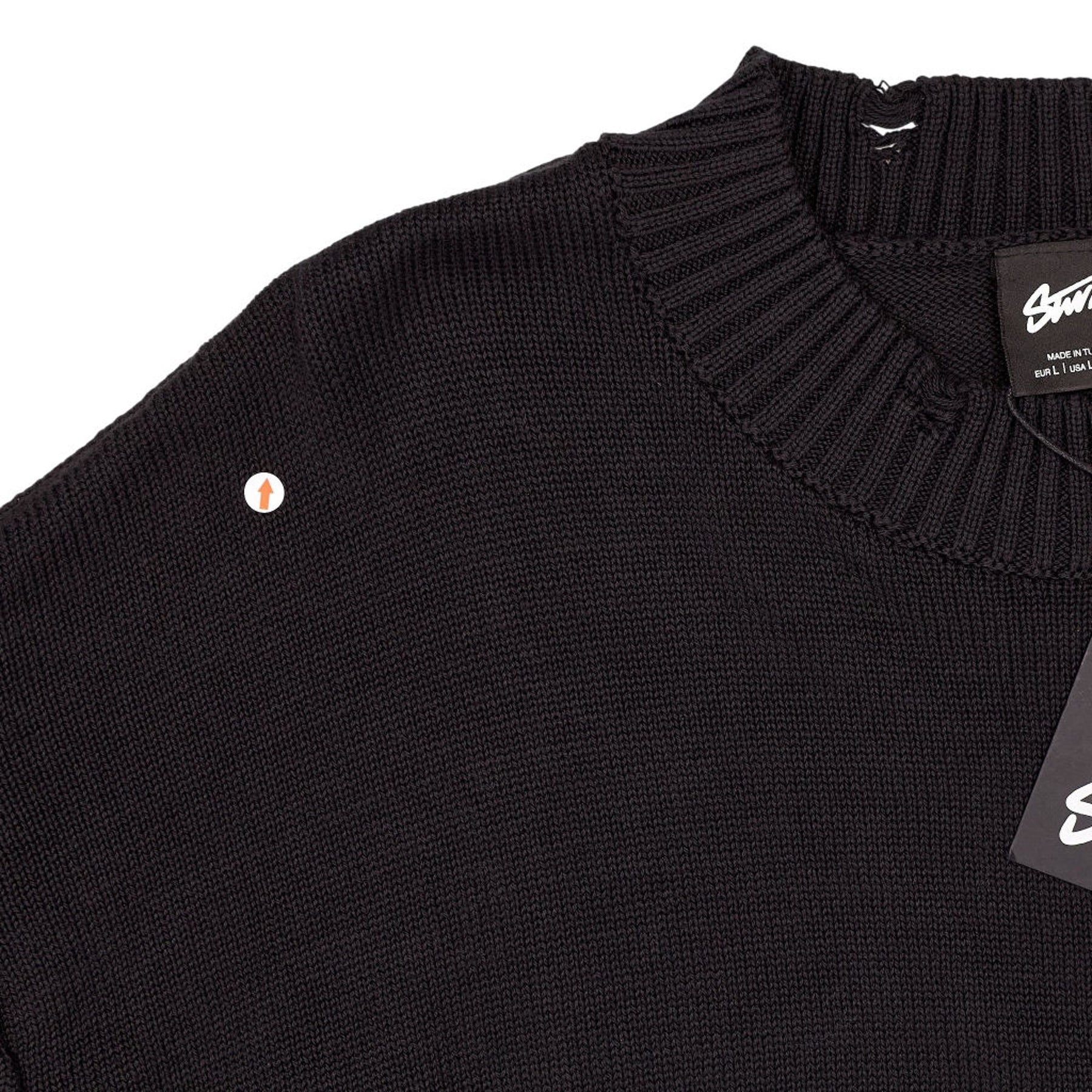 Stwd Black Cotton Distressed Sweater