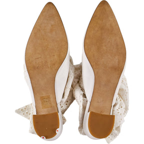 Mother of Pearl White Bow Heeled Mules