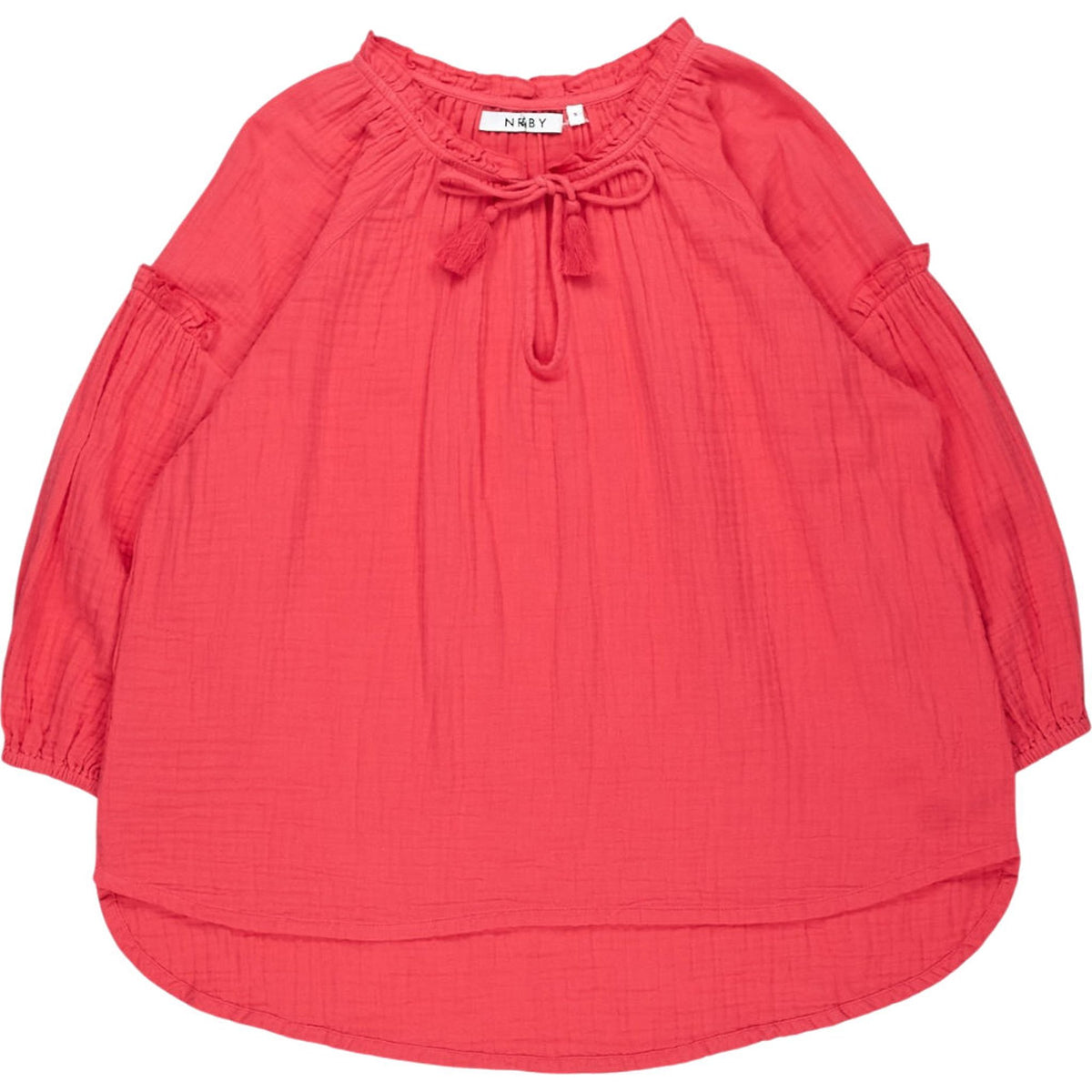NRBY Red Crinkle Cotton Blouse