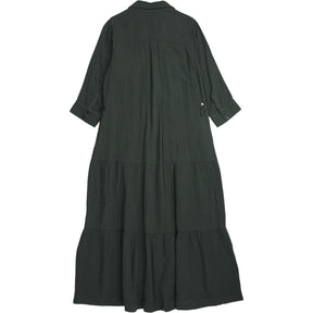 NRBY Green Crinkle Cotton Shirt Dress
