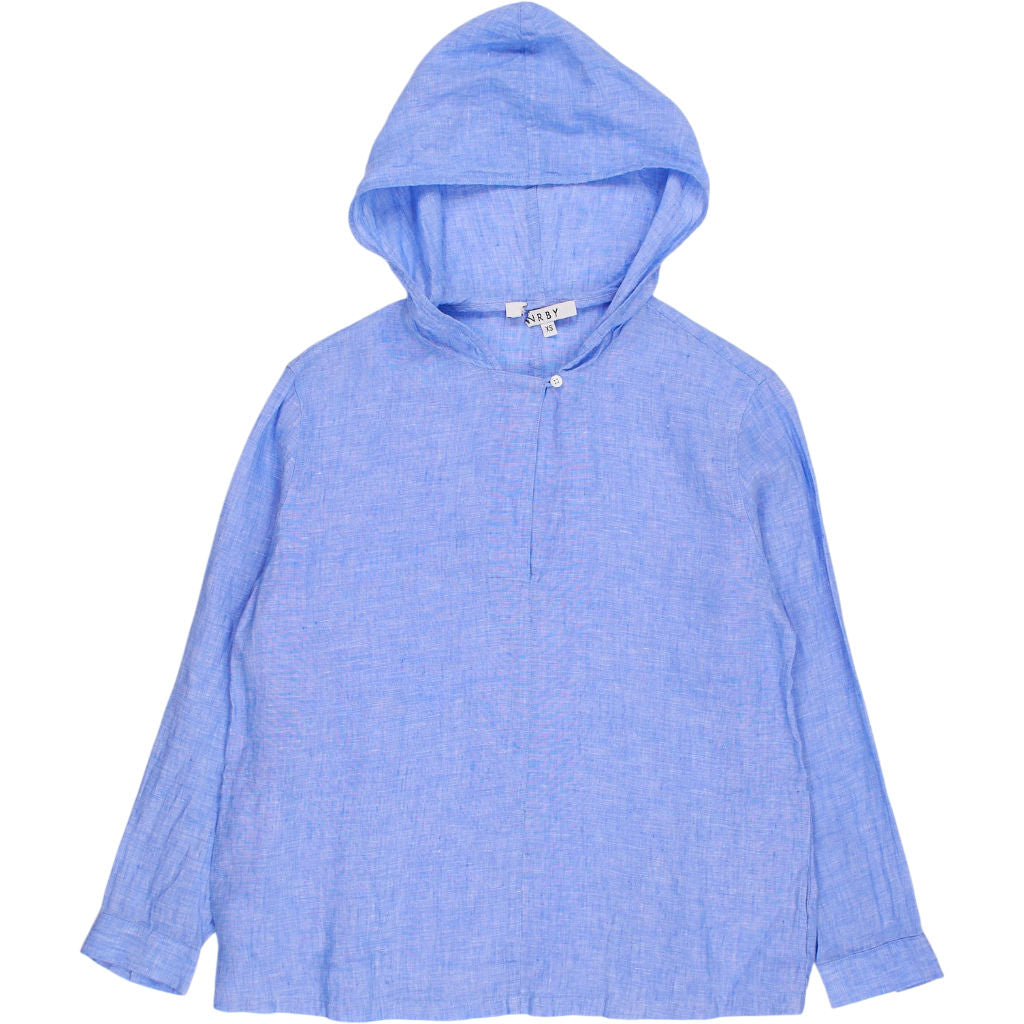 NRBY Blue Hooded Linen Top