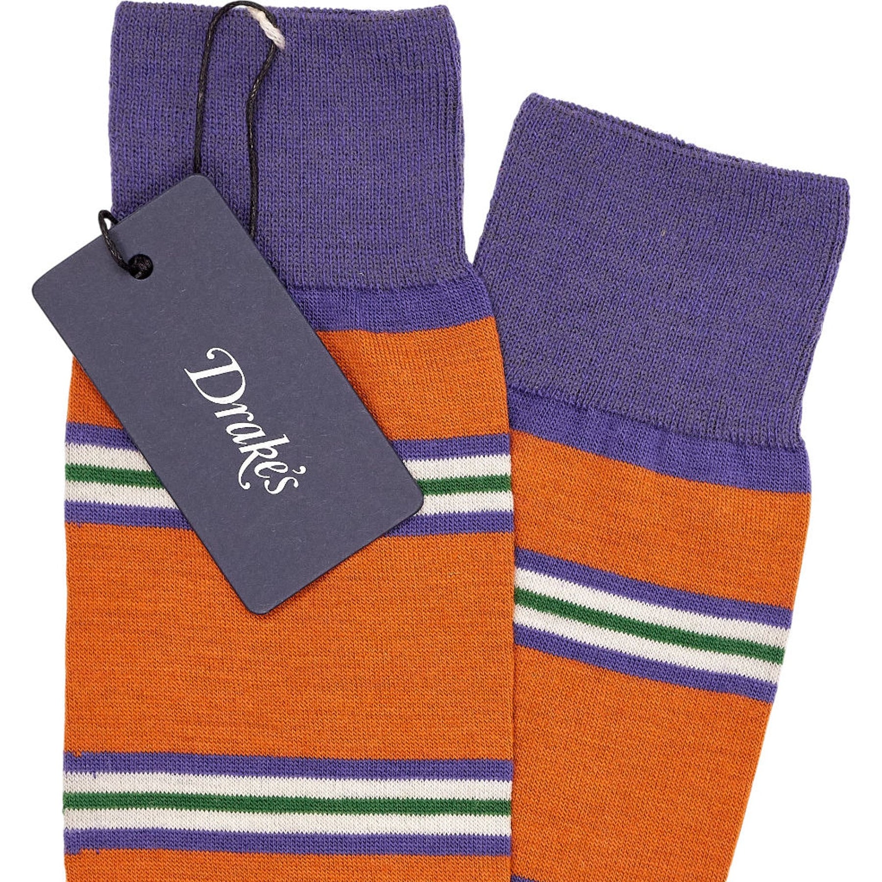 Drake's Orange Purple Stripe Socks