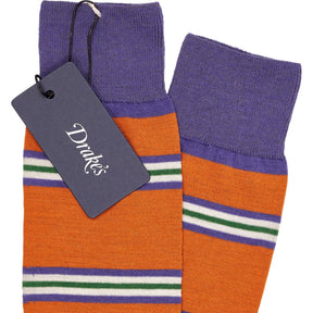 Drake's Orange Purple Stripe Socks