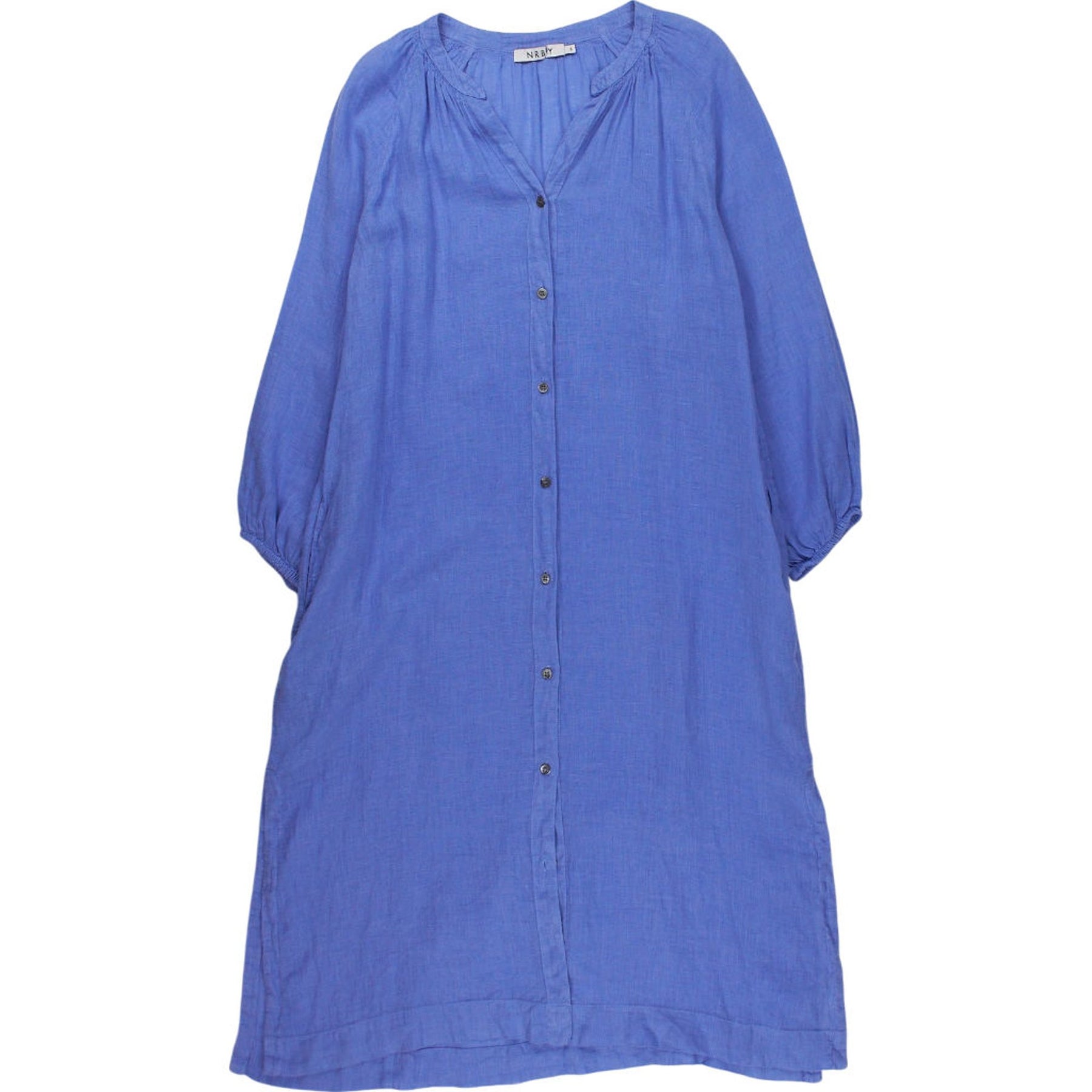 NRBY Blue Linen Button Dress S