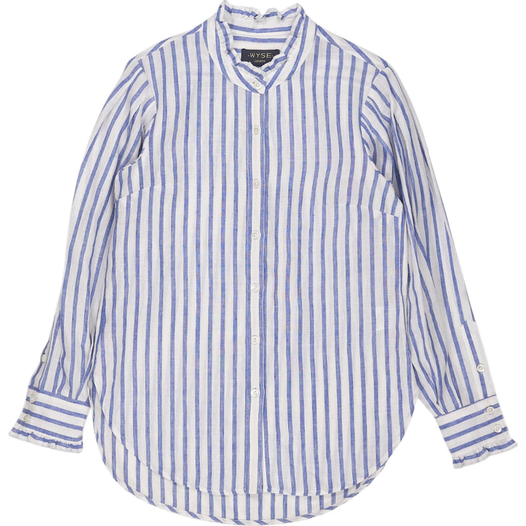 Wyse Blue White Striped Linen Shirt