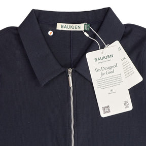 Baukjen Navy Ivy Rib Zip Collar Top