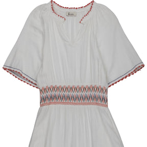 Kirei White Embroidered Midi Dress