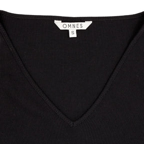 Omnes Black V-Neck Top