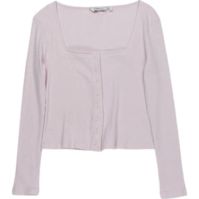 OMNES Pink Ribbed Long Sleeve Top