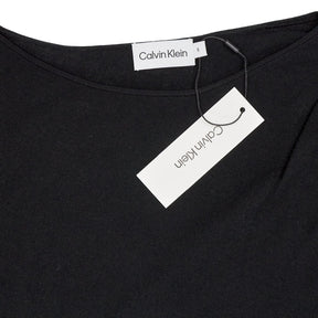 Calvin Klein Black Extrafine Wool Gathered Dress