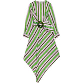 Chictopia Green Pink Striped Asymmetric Dress