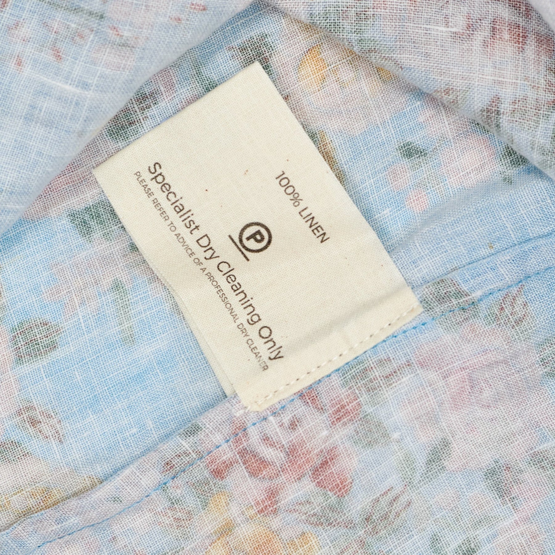 By Walid Blue Floral Linen Dress