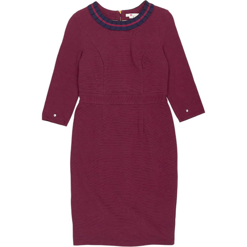 Boden Burgundy Pleated Collar Dress