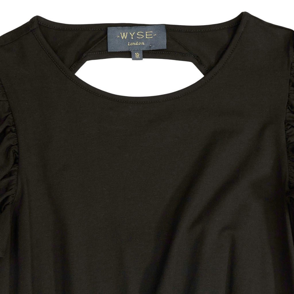 Wyse Black Ruffle Sleeve Dress