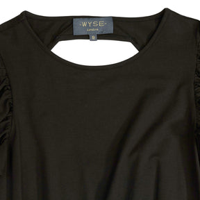 Wyse Black Ruffle Sleeve Dress