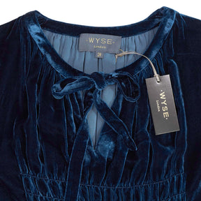 Wyse Teal Bree Silk Blend Velvet Dress