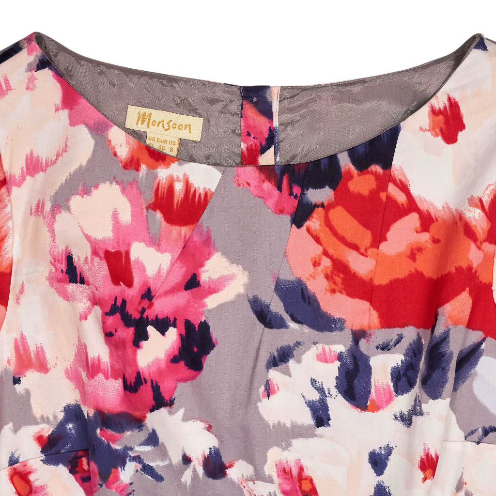 Monsoon Grey Multi Floral Print Dress