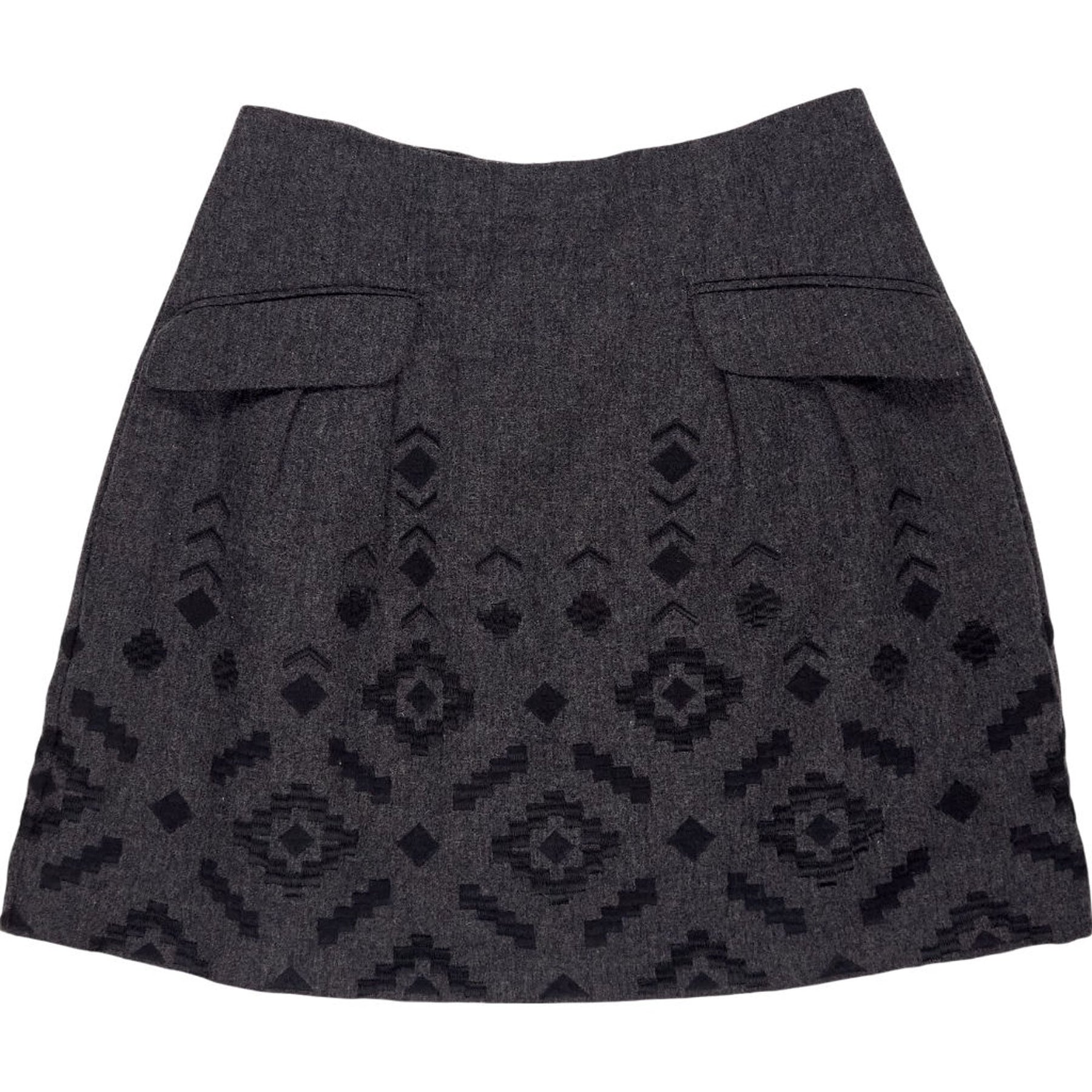 Nanette Lepore Grey Embroidered Skirt