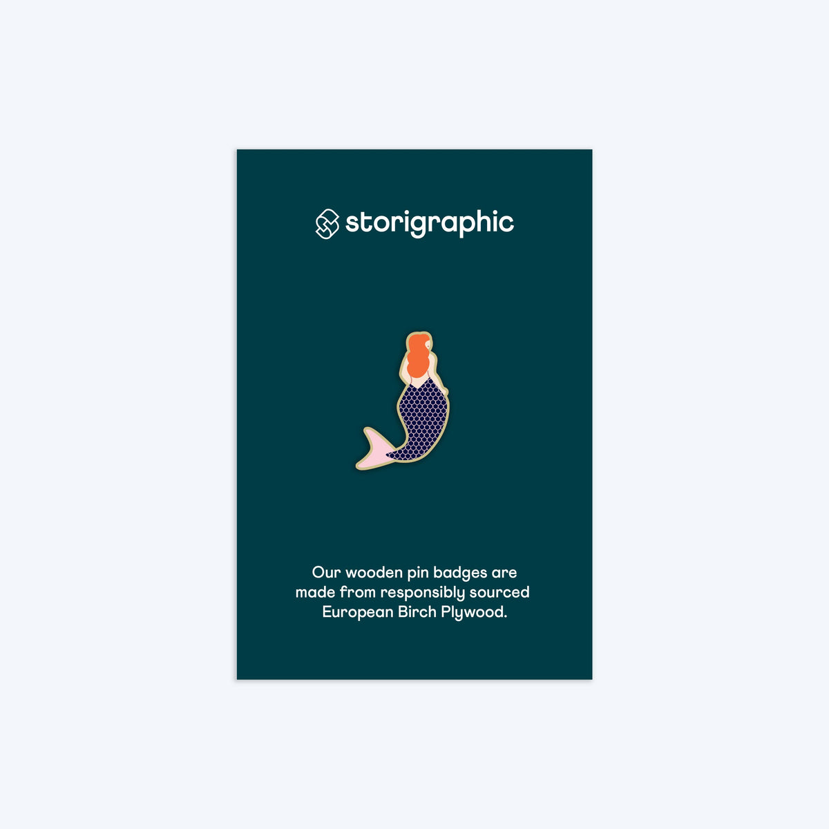 Mermaid Wooden Pin Badge