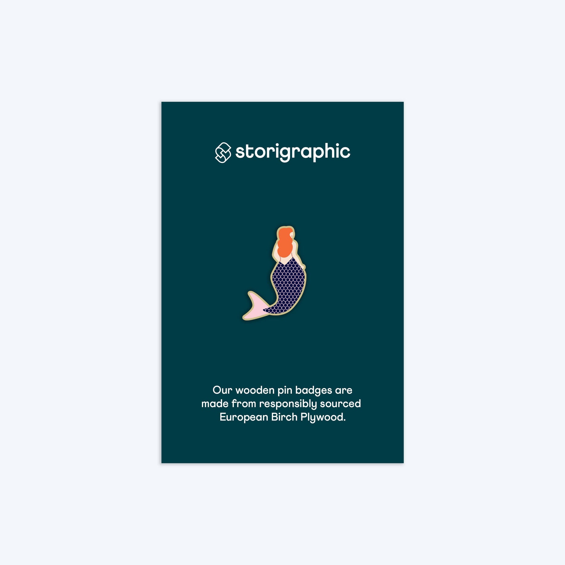 Mermaid Wooden Pin Badge