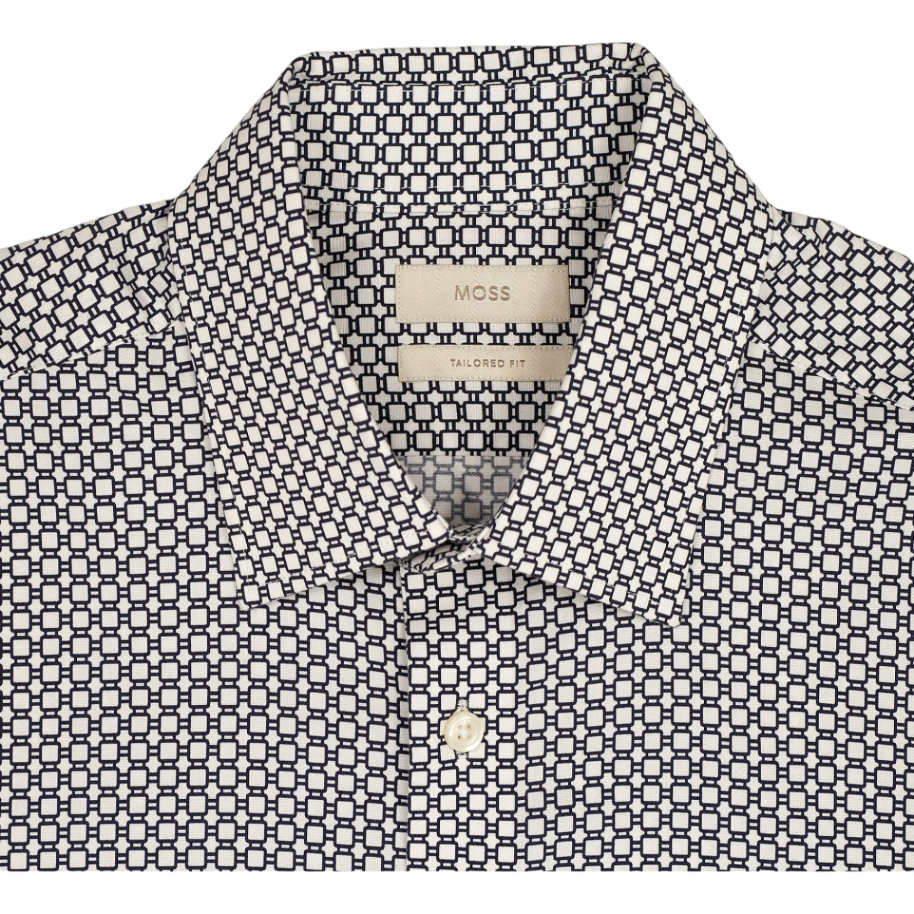 Moss Black Tan Geometric Print Tailored Fit Shirt