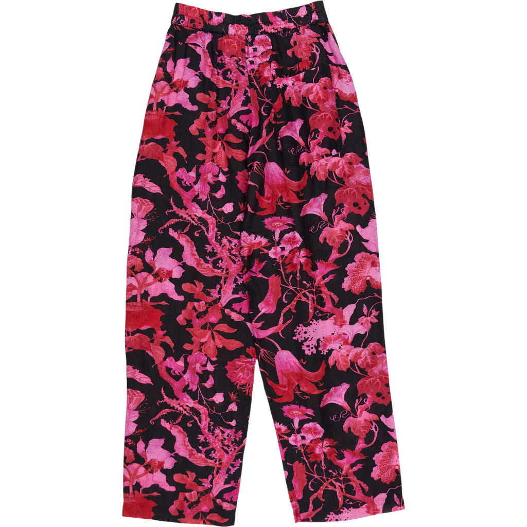 By Walid Black Pink Floral Trousers