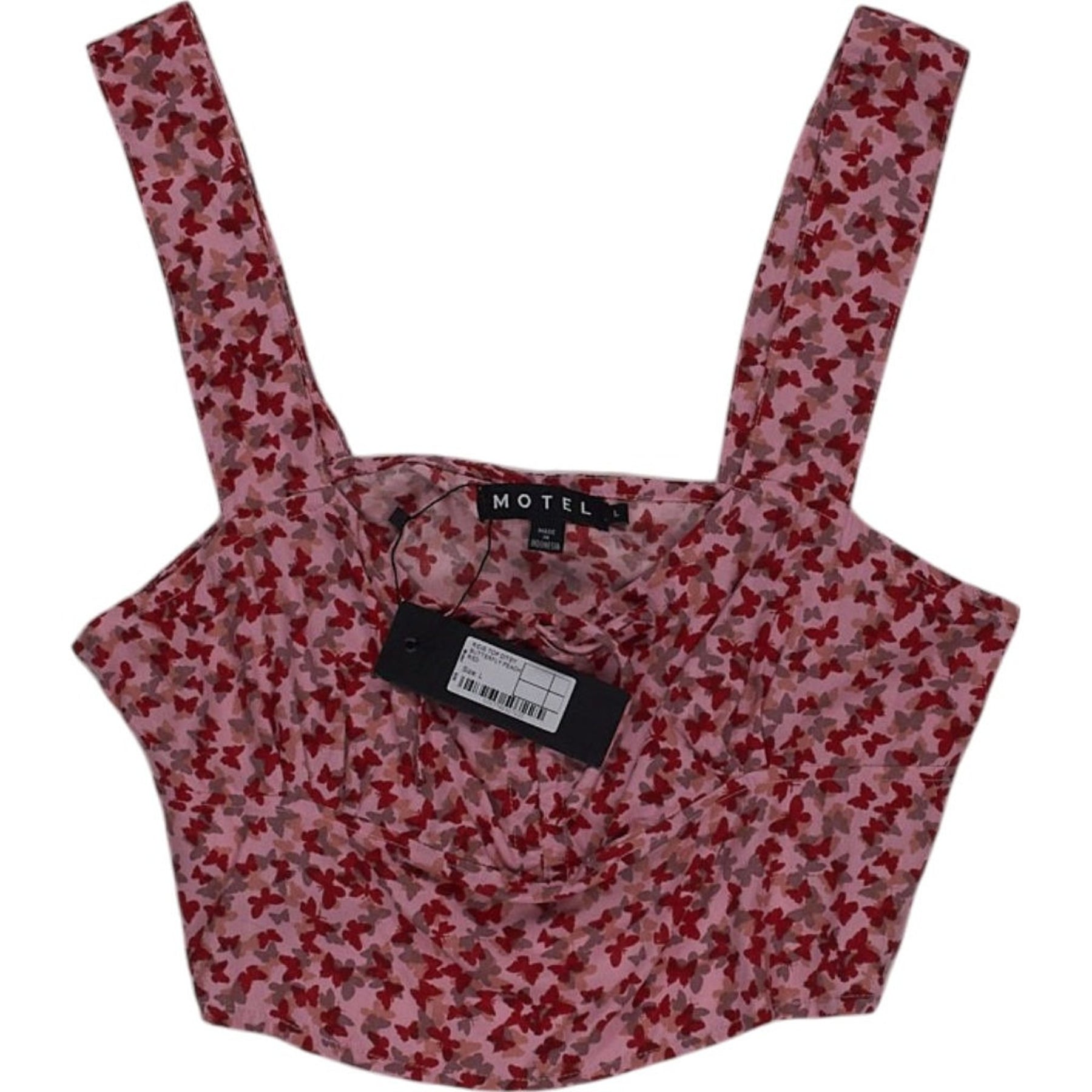 Motel Red Floral Crop Top