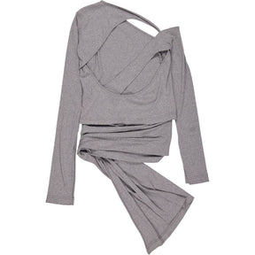 SRVC Grey One-Shoulder Top