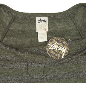 Stussy Grey Metallic Striped T-Shirt