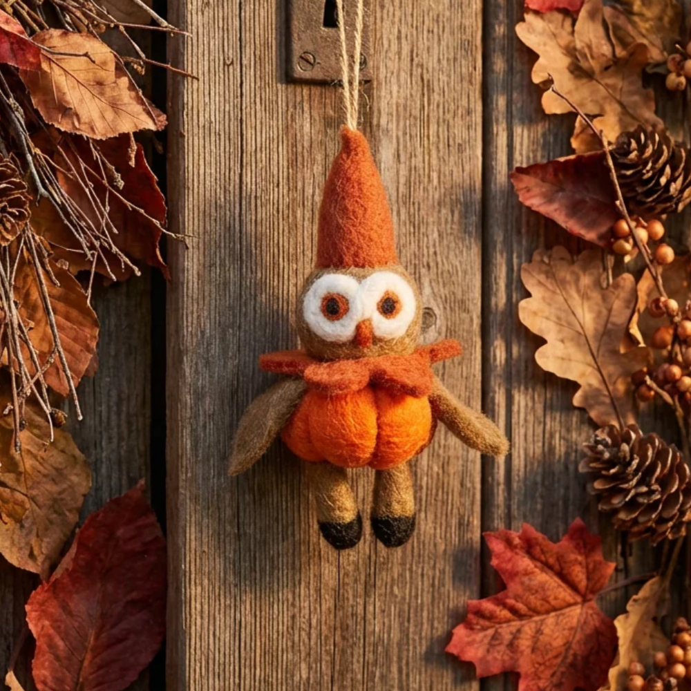 Handmade Felt Ozzy the Owl Hanging Decoration