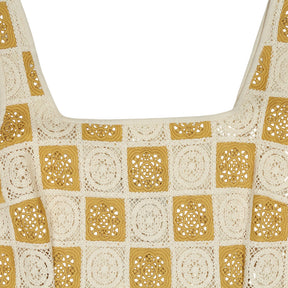 Whistles Cream Yellow Cotton Crochet Midi Dress