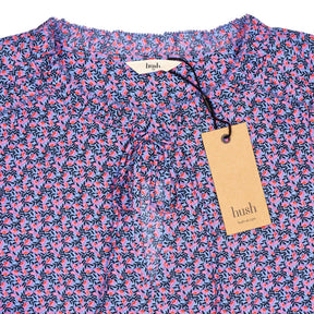 Hush Blue Leafy Floral Mirabel Top