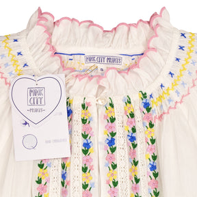 Pink City Prints White Embroidered Top